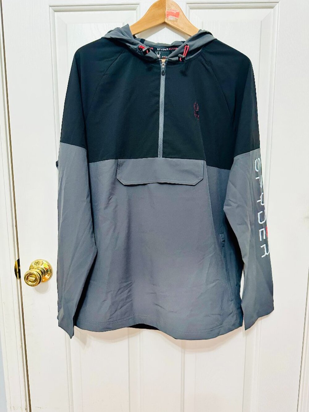 SPYDER COLORBLOCK PACKABLE WATER RESISTANT HOODED ANORAK WINDBREAKER MEDIUM $98